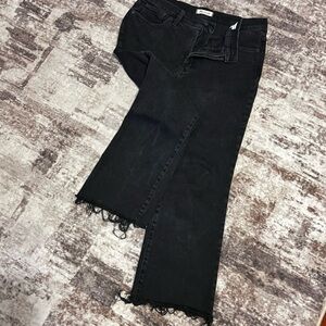 Madewell Black Flare Jeans with Distressed Hem size 32